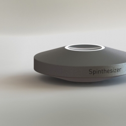Aesthetic Invention's Spinthesizer is a novel electronic instrument that utilizes an internal accelerometer to allow for a fun and playful interactive experience. No keys? No problem!