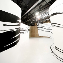 Stunning site-specific sculptural tape painting installations by Sun K. Kwak.