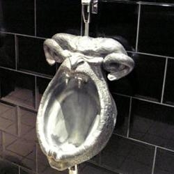 Gargoyle urinals and many other fascinating urinal installations.