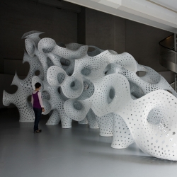 nonLin/Lin Pavilion - at the FRAC Centre - is THEVERYMANY's latest experiment into dramatic changes of morpholgy: from structural network to surface condition.