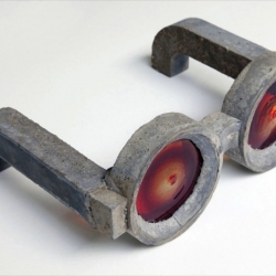 The pair of glasses made of concrete by Daniel Sinsel in "the Concrete show".