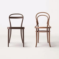 MUJI enlists James Irvine and Konstantin Grcic to reinterpret two classic Thonet chairs. (Above: Irvine's take on Thonet's curvy No. 14, which was first produced in 1859.)