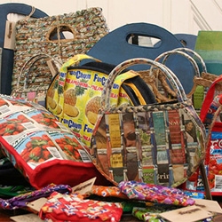  also TrashBags works with communities in Cambodia, India and the Phillipines to make bags from recycled magazines, fused plastic bags, and my favorite, old juice boxes.