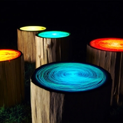 These funky tree ring lights are designed by Judson Beaumont of Straight Line Designs, a furniture design firm out of Vancouver. 