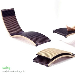 Demacker Design's Swing lounger is a fun fold up that looks like a comfortable rocker to catch some rays on.