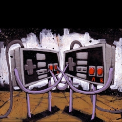 Ric Stultz  ~ here is his "Pushing Each Others Buttons" ~ and far more playful paintings ~ many of which rather techy/gamery