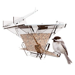 The Architect’s Birdfeeder comes in a low impact small box, packs flat, requires not tools or fasteners for assembly and can be taken apart and re-assembled with ease. 