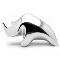 Beautiful Rhino piece by Scott Wilson for the HumanScale auction - Investment cast, solid brass, polished chrome plating