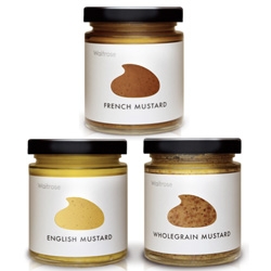 Love the simplicity of the die-cut label packaging of Waitrose's mustard line designed by Lewis Moberly ~ also check out their other packaging work and innovative way of showcasing them.