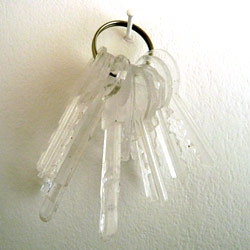 Love these key copies made in glass (no idea if they could open locks) ~ Sans Titre, by Taysir Batniji