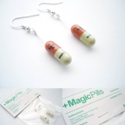 Listening to your music too loud? Take two of these and call me in the morning! Magic pill earrings!