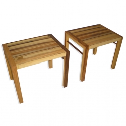 Iconic sustainable designers Scarpile made custom end tables for the Smart Home at the Museum of Science and Industry in Chicago.  Now available at sustainable minded art and design gallery 360SEE.