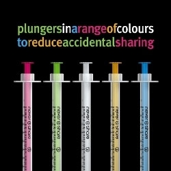 The nevershare syringe is the world’s first syringe designed for injecting drug users! – With plungers in a range of colours to reduce accidental sharing that could lead to getting viruses like HIV.