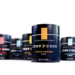 Just Cook, a unique line of premium spice blends in cute packaging by Strohl.