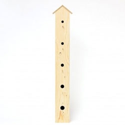 Tweet Tower, a highrise of nestboxes for modern birds.