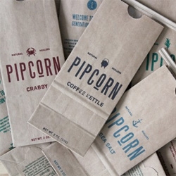 Freddy Taylor & Noah Collin's popcorn packaging for Pipcorn.