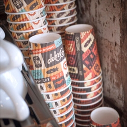 Salih Kucukaga designed these cute hot beverage cups for Dripp Coffee.