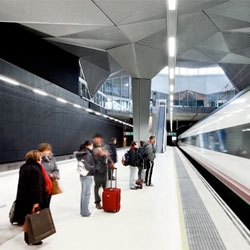The new high speed rail station in Logrono, designed by Abalos Sentkiewic Arquitectos.
