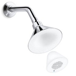 Kohler Moxie Wireless Showerhead Speaker - Bluetooth speaker unit magnetically snaps into the showerhead.