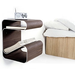 Loving this Cinal Bed Table by friend of NOTCOT, Chris Ferebee ~ you can set it on the floor OR wall mount it!