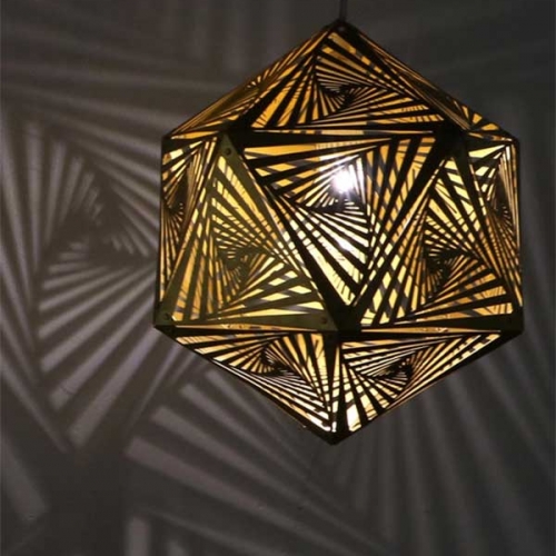 COZO is a collection of geometric lighting made of plated steel inspired by their large scale art installation known as HYBYCOZO.