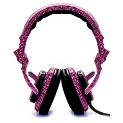 Real DJ stereo headphones encrusted with pink Swarovski crystals. Everybody's need it... isn't it?