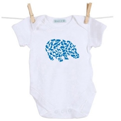 Grace & Go has an adorable graphic hippo made of animal silhouettes  on a onesie ~ and only 11 pounds