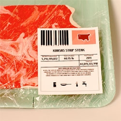 Beef Stakes, an interesting project from Sarah Hallacher that offers a data representation of the amount of beef produced in 2011 in the form of steaks.