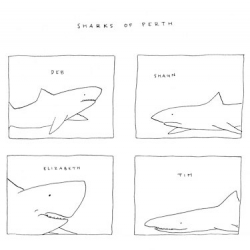 Leonie Brailey's illustration of the sharks of Perth with proceeds going to the Australian Marine Conservation society.