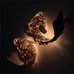 Frank Gehry's fish lamps on display at the Gagosian gallery in Beverly Hills.
