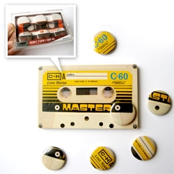 Series of limited 'Cassette Badge' set that even comes in a cassette box! Made by EffektiveDesign.