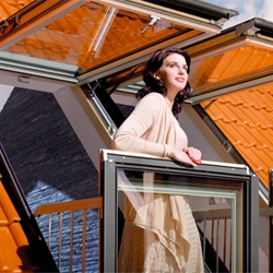 Fakro's new balcony windows function as windows and skylights that open to turn a loft space into a functional balcony.