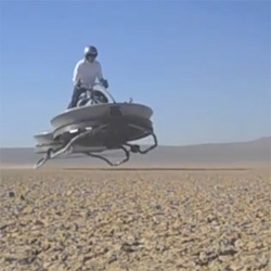 A demonstration of Aerofex's Tandem-Duct Aerial, a hoverbike using a ducted-fan.