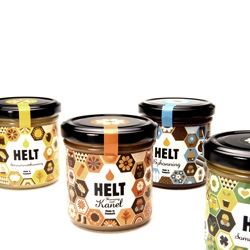 Anders Arhoj's cute packaging for Helt, a Danish honey brand.