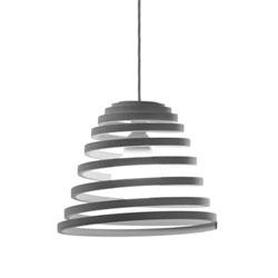 Guillermo Cameron Mac Lean's Espirale pendant lamps, which are made from single sheets of MDF.