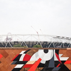 The Queen Elizabeth Olympic Park in East London's 'Living Walls'. 2.5km of public art from the London Legacy Development Corporation, Moniker Projects and Create London.