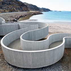 The winding Havøysund Tourist Route by
Reiulf Ramstad Architects, a meandering beachside route in a Norwegian fishing village.