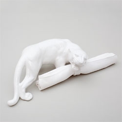 Gorgeous wildlife for the table, white animal napkin holder and other tableware from Piselli.