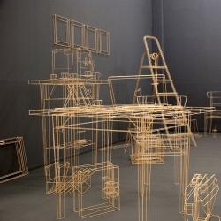 Janusz Grünspek's wooden frame replicas of everyday objects.