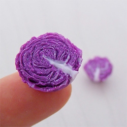 Shay Aaron's miniature sculpture of food items, like this mini cabbage! at a 1:12 scale.