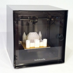 The second generation Solidoodle 3D printer prints plastic parts up to 6" x 6" x 6".