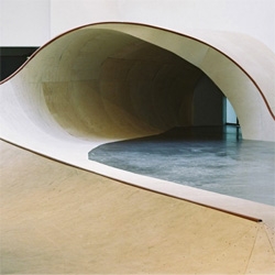 Aalto by Rich Holland is an exhibit from ‘At First We Take Museums’ in the Kiasma Museum of Modern Art in Finland.  A large scale skateable sculptural installation.