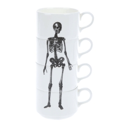 Stackable Skeleton Coffee Mugs made from bone china and designed by Phoebe Richardson.