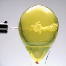 A highspeed look at a bullet fired into a water balloon.