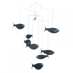 The shoal of fish mobile from Flensted featuring eight fish and a tasty lure.