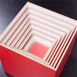The Box 1-7 Modular Shelf by Pekka Kuivamäki for Be a Malavich, a nesting set of shelves.