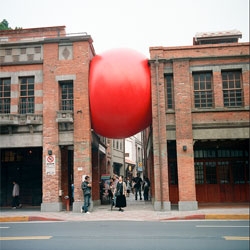 Kurt Perschke's playful street art installation RedBall project.