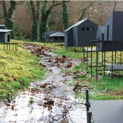 The Palafitos Installation by Javier Requejo representing stilted houses in Chile designed to prevent flooding.