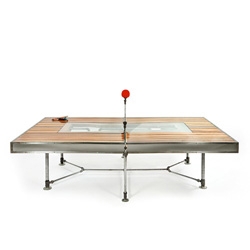 Pingtuated Equilibripong, a regulation sized ping pong table that converts into a dining table by Akke Functional Art.