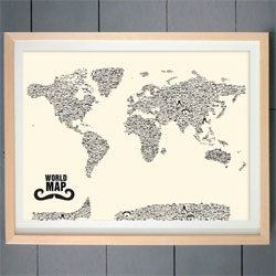 Moustache world map by Kenny and Rene (The Pixel Prince).